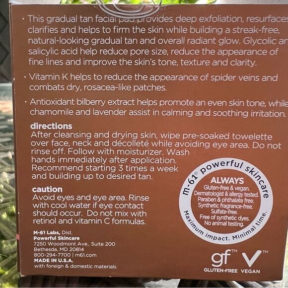 M-61 POWERGLOW‎ PEEL GRADUAL TAN ☀️ individually wrapped ☀️ exfoliating ☀️ - Picture 4 of 5